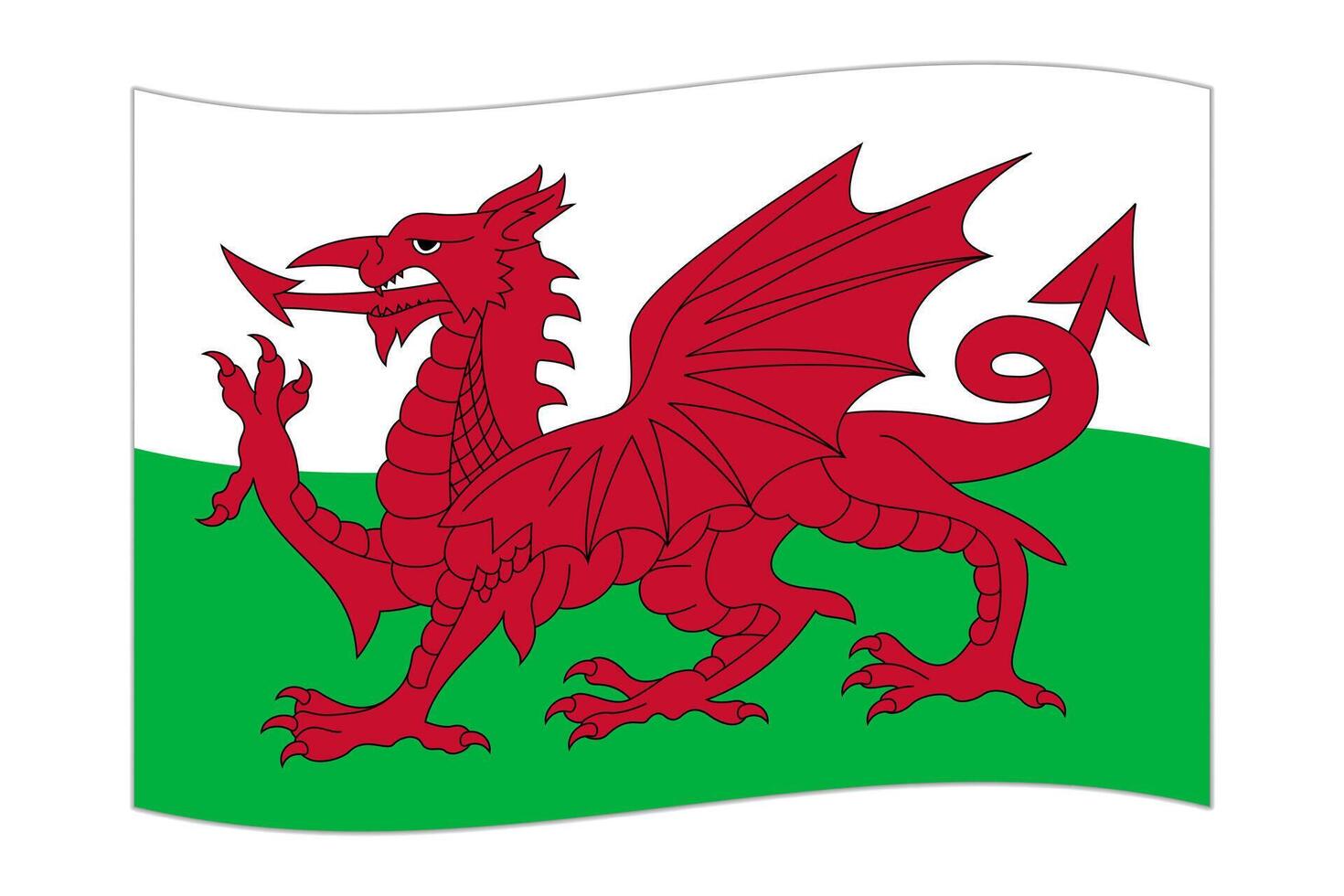Waving flag of the country Wales. illustration. vector