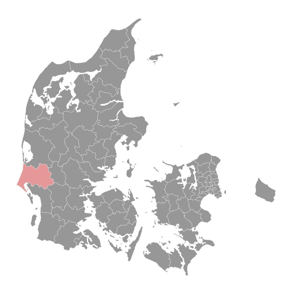 vardé municipio mapa, administrativo división de Dinamarca. ilustración. vector