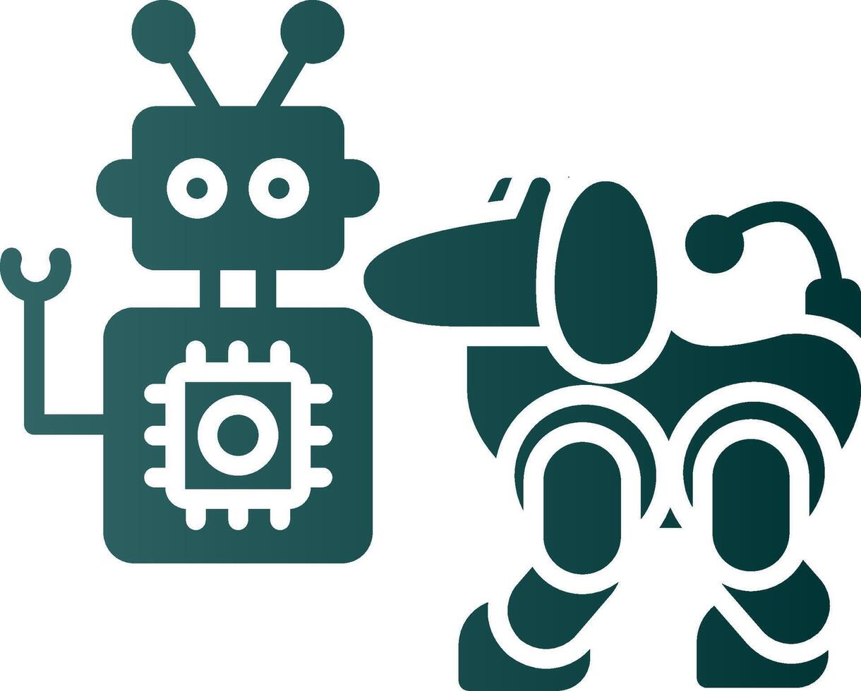 icono de gradiente de glifo de robot vector