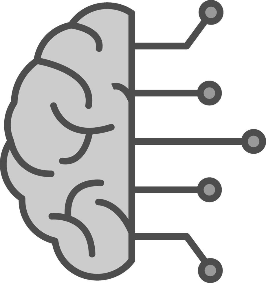 Brain Line Filled Greyscale Icon Design vector