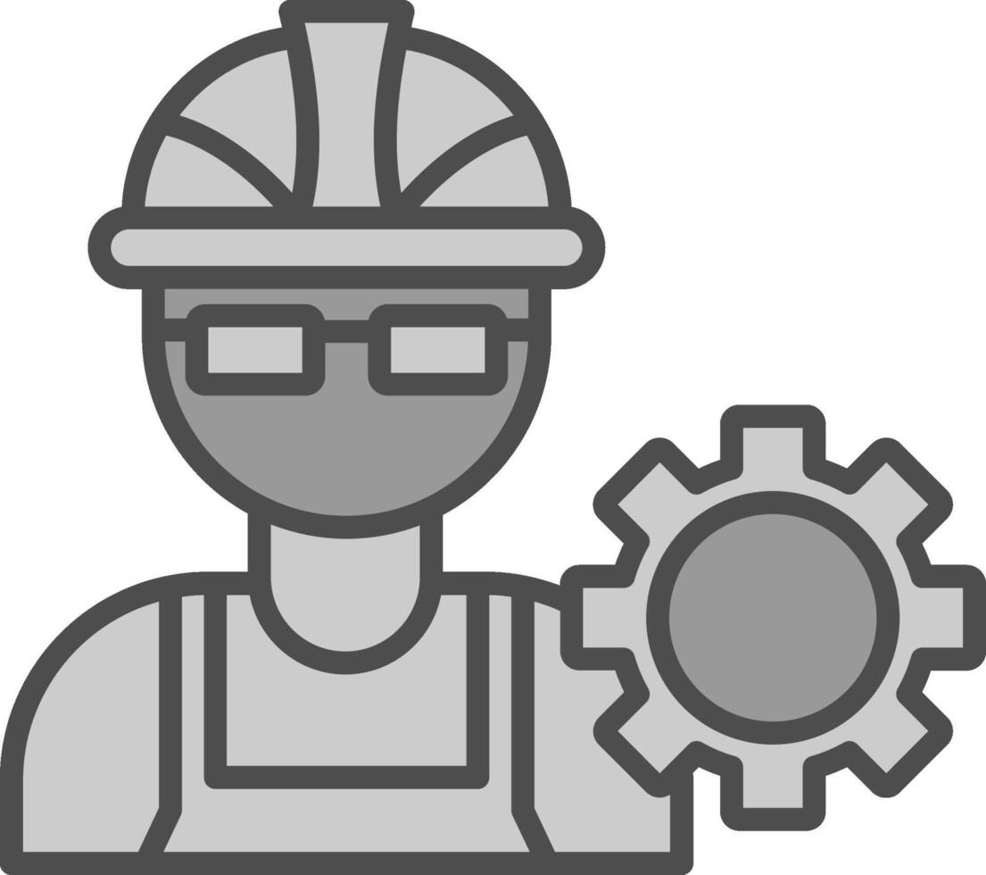 Engineer Line Filled Greyscale Icon Design vector