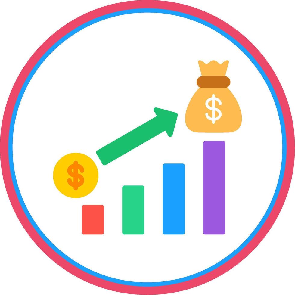 Money Growth Flat Circle Icon vector