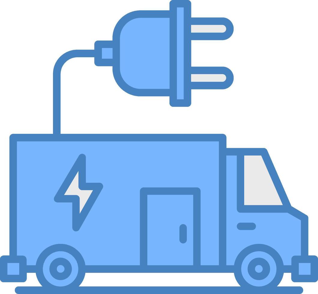 Electric Vehicle Line Filled Blue Icon vector