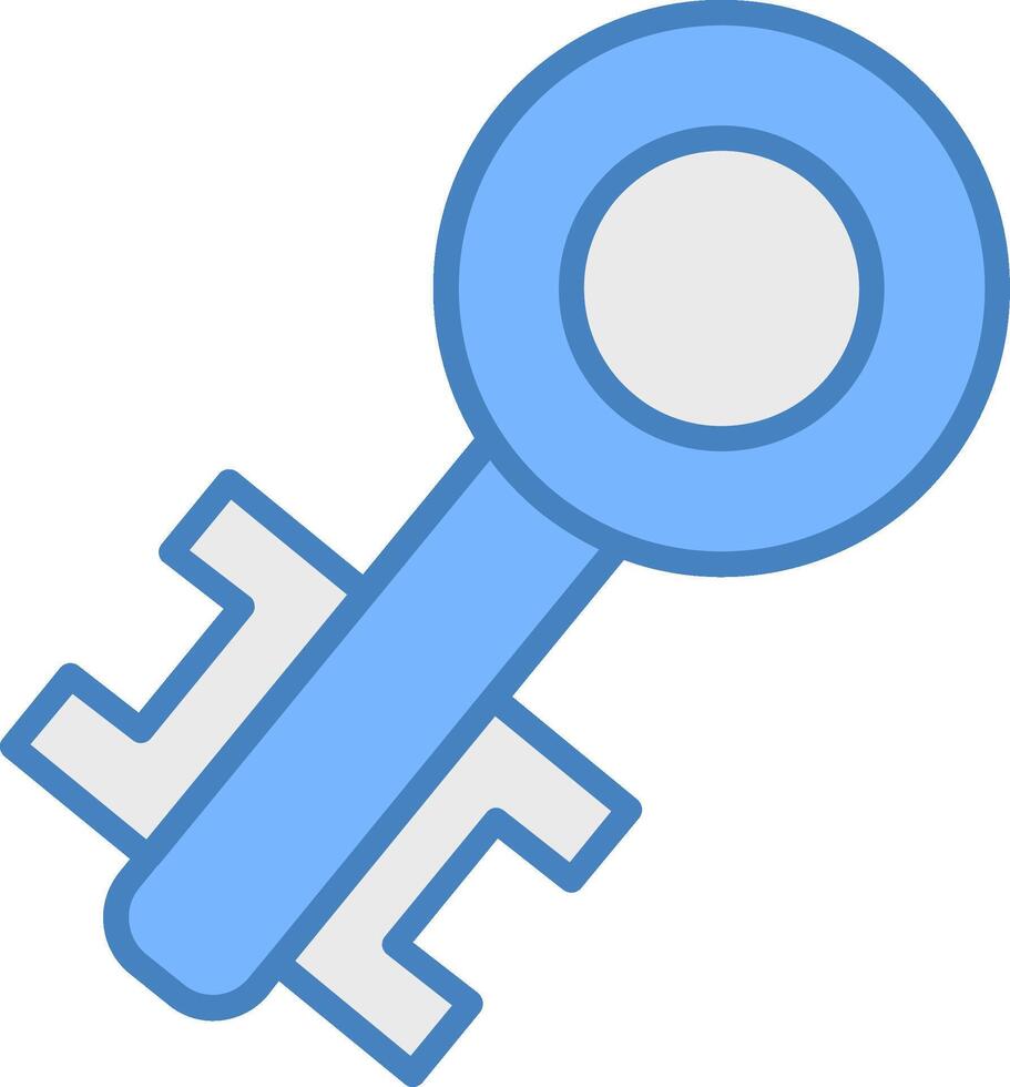 Old Key Line Filled Blue Icon vector