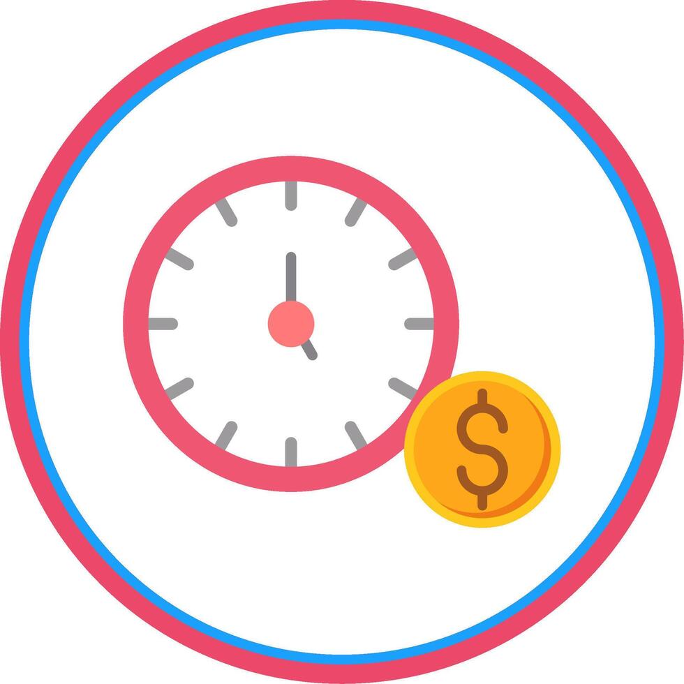 hora es dinero plano circulo icono vector