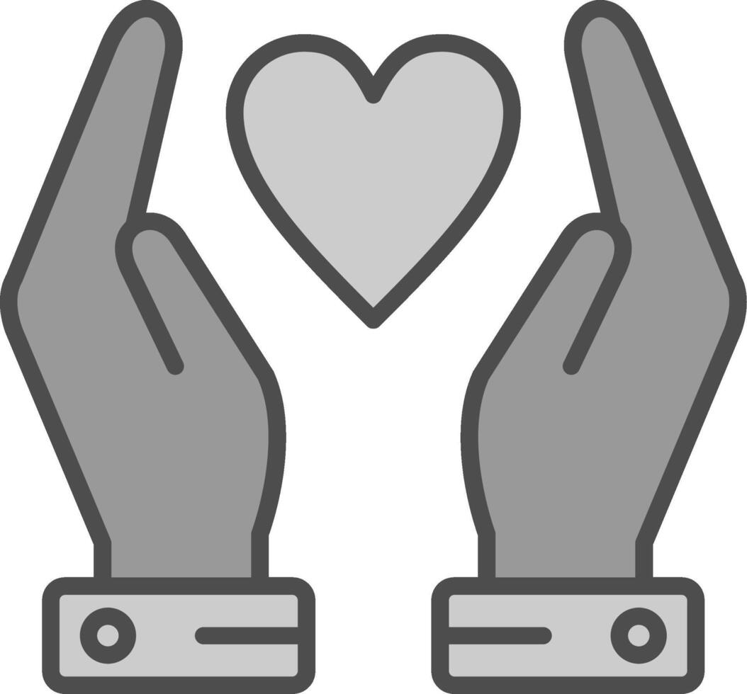 Hands Holding Heart Line Filled Greyscale Icon Design vector