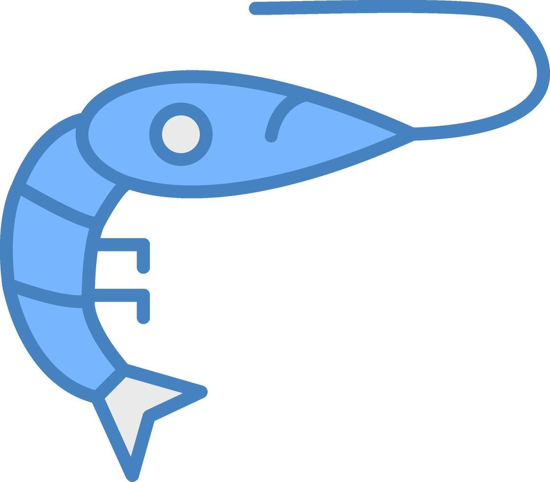 Shrimp Line Filled Blue Icon vector