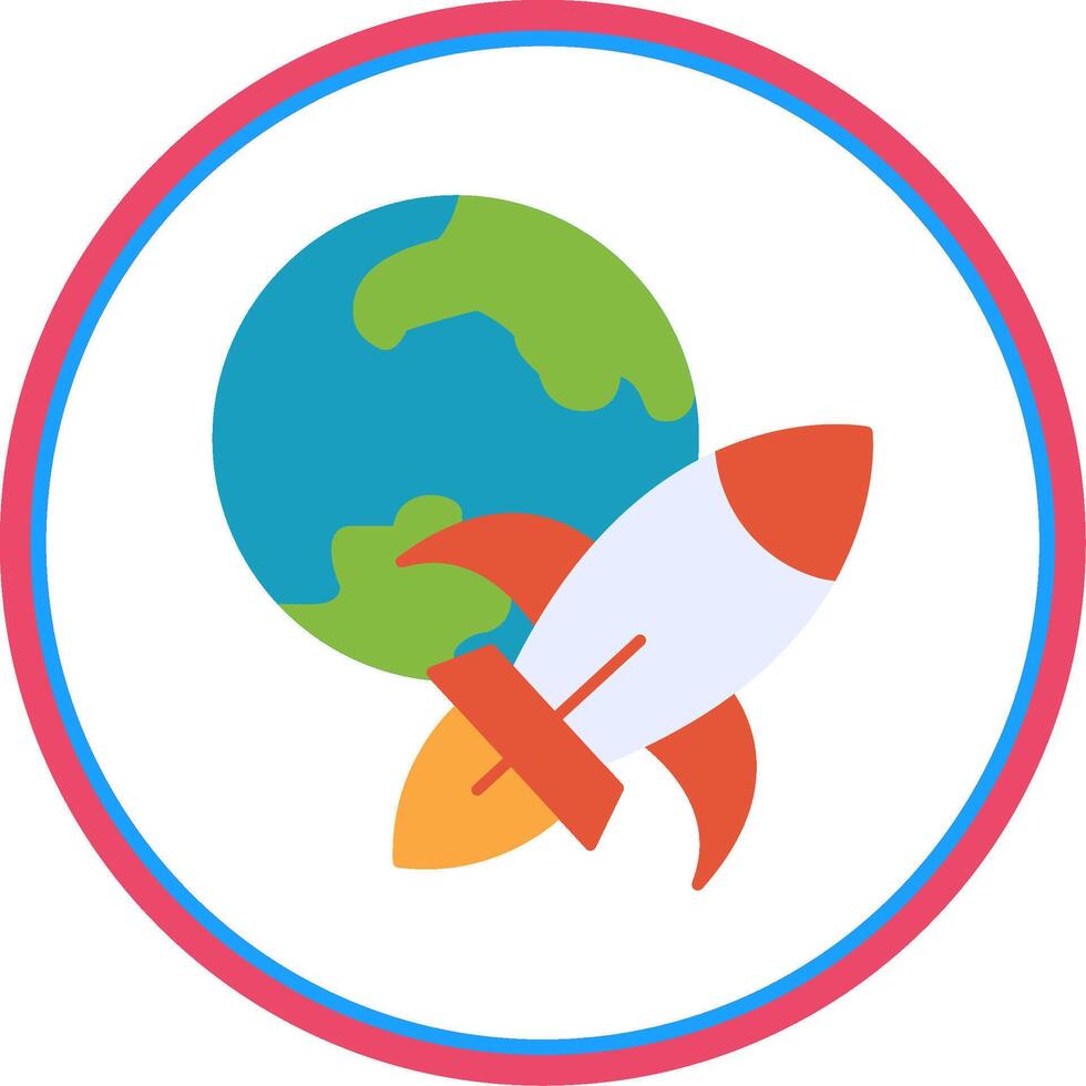 Rocket Ship Flat Circle Icon vector