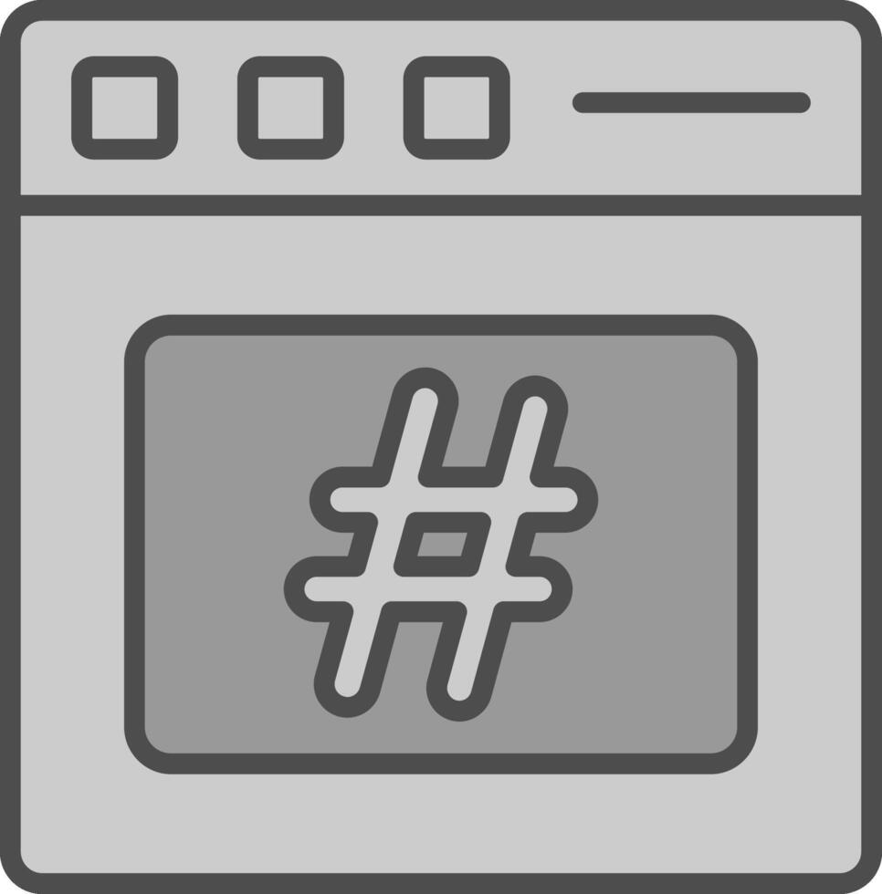hashtag línea lleno escala de grises icono diseño vector