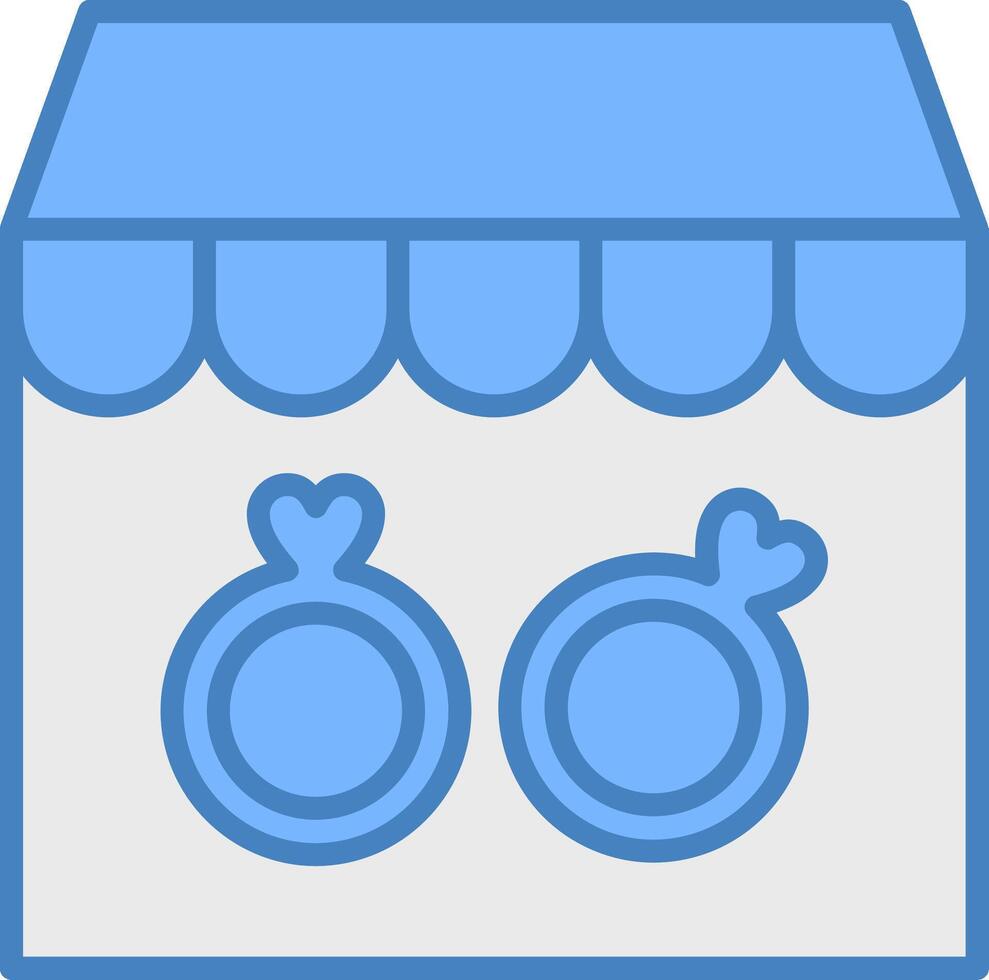 anillos tienda línea lleno azul icono vector