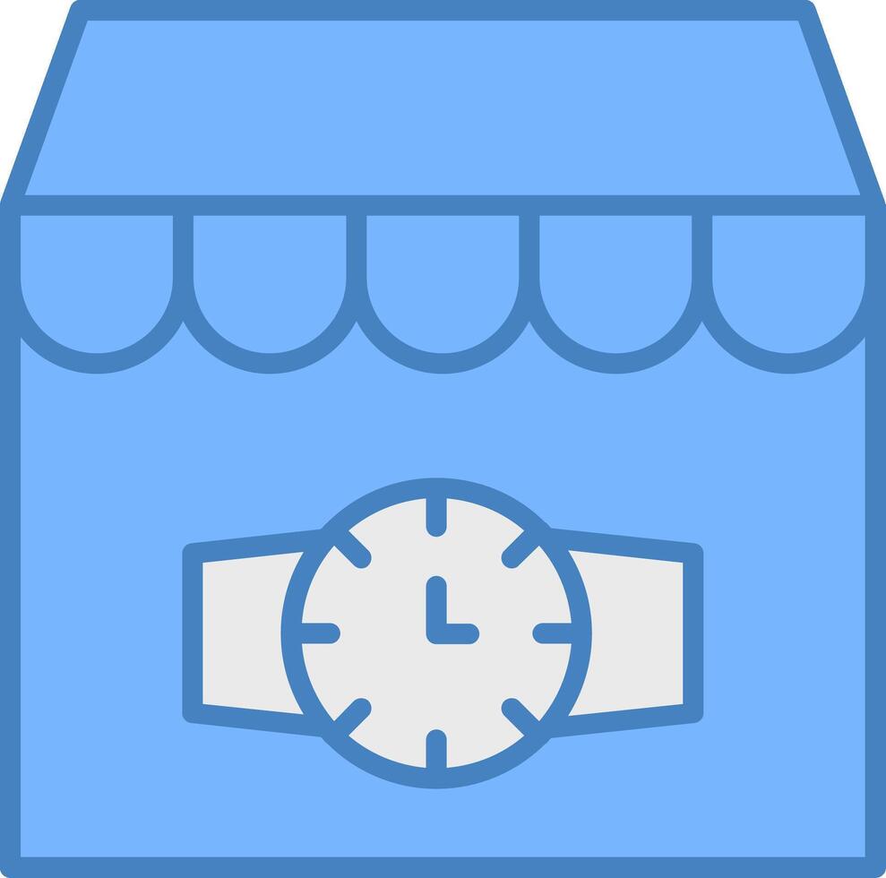 Watch Shop Line Filled Blue Icon vector