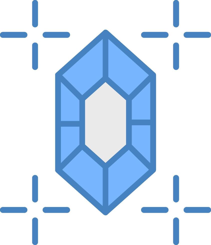 Gem Line Filled Blue Icon vector