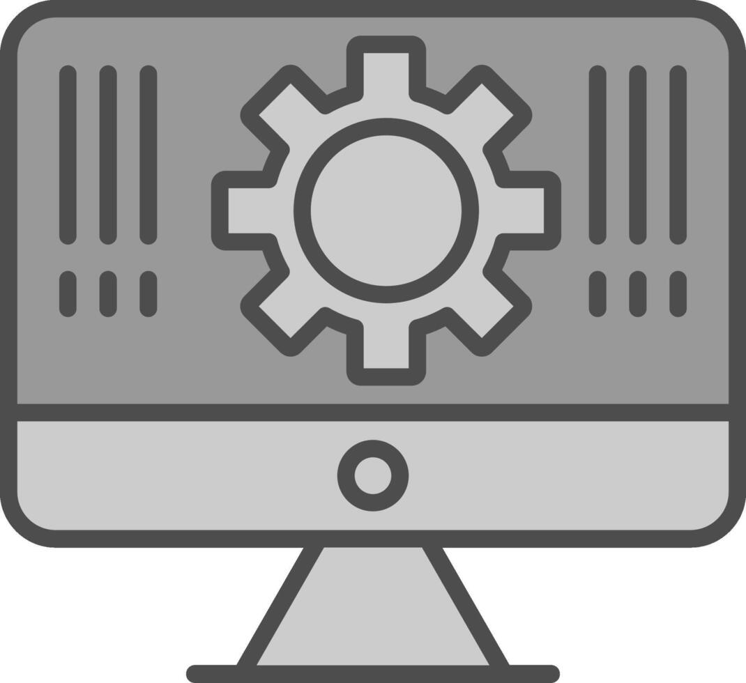 Monitor Line Filled Greyscale Icon Design vector