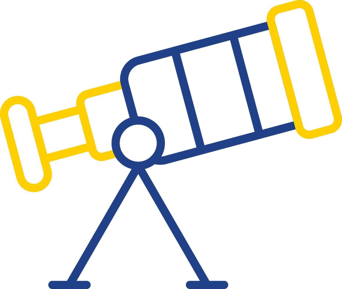 telescopio línea dos color icono diseño vector