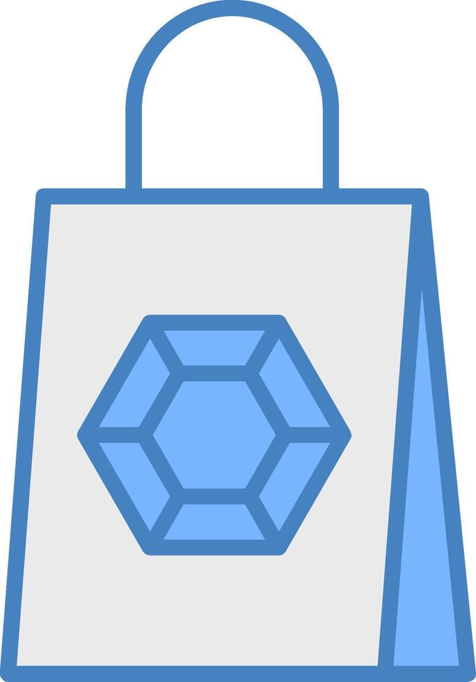 Shopping Bag Line Filled Blue Icon vector