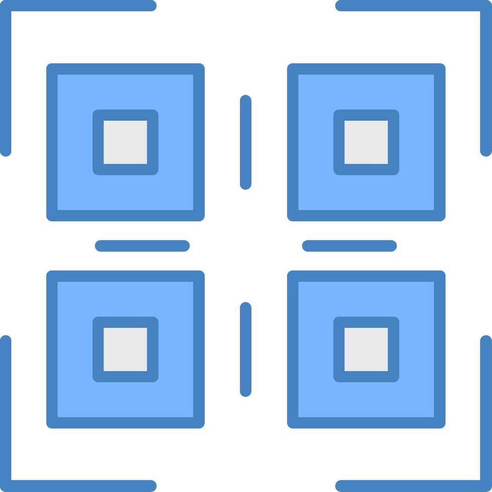 Qr Code Line Filled Blue Icon vector