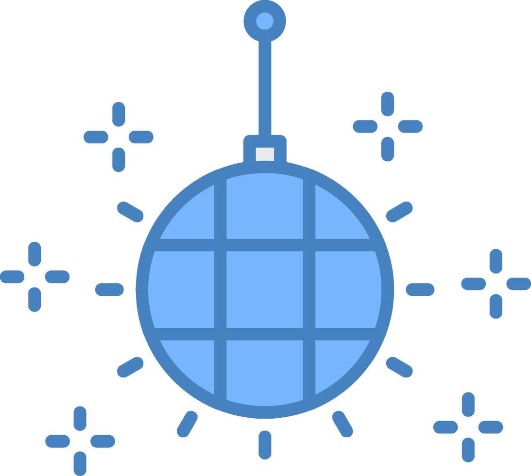 disco pelota línea lleno azul icono vector