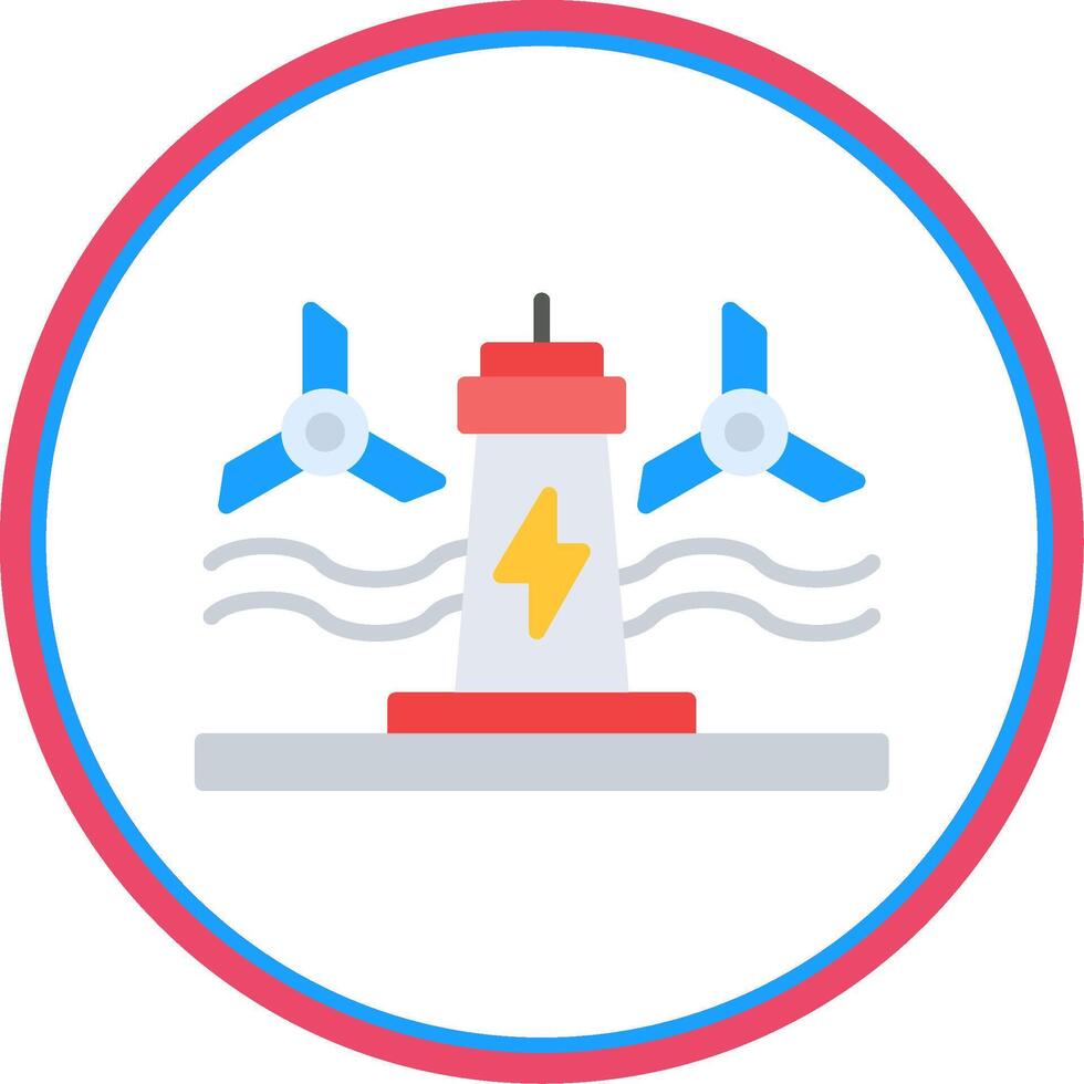 Tidal Power Flat Circle Icon vector