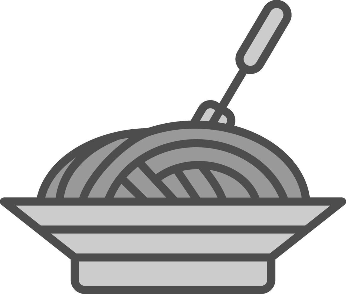 espaguetis línea lleno escala de grises icono diseño vector