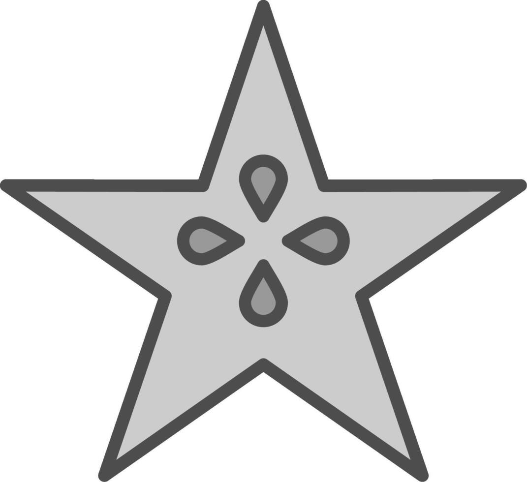 Star Fruit Line Filled Greyscale Icon Design vector