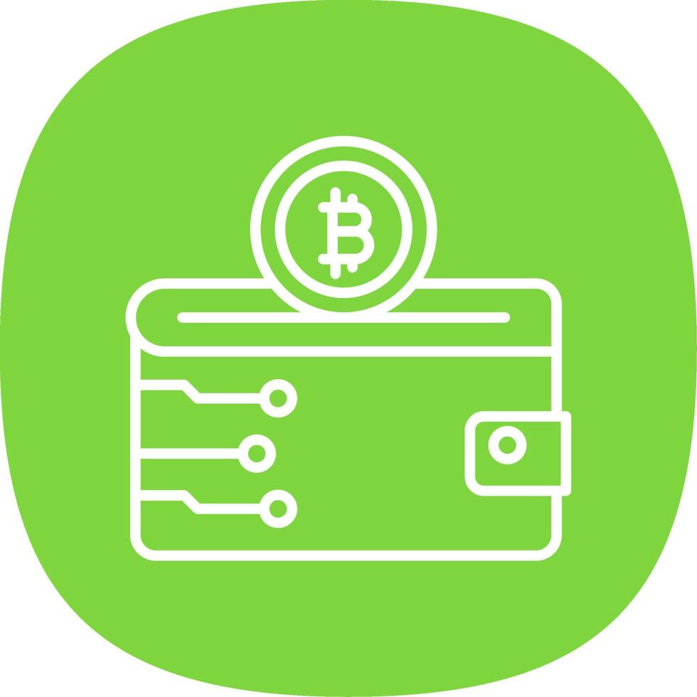 criptomoneda billetera línea curva icono diseño vector