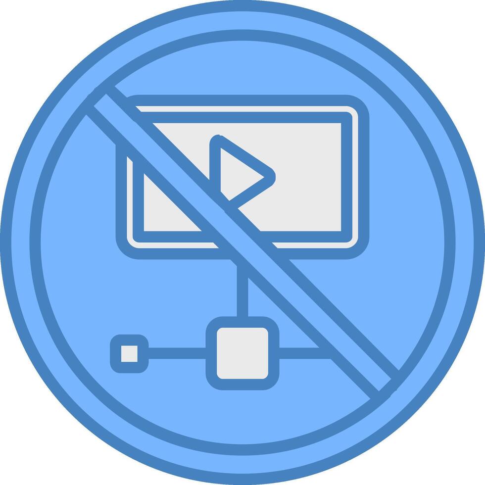 Prohibited Sign Line Filled Blue Icon vector