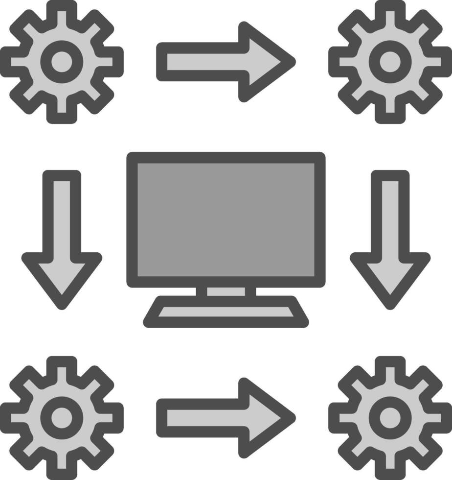Workflow Line Filled Greyscale Icon Design vector