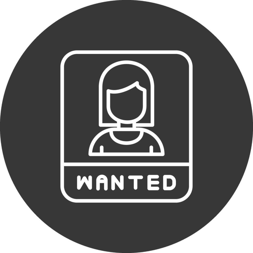 Wanted Line Inverted Icon Design vector