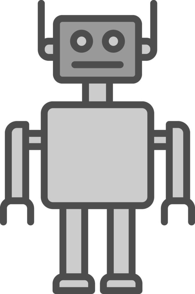 robot línea lleno escala de grises icono diseño vector