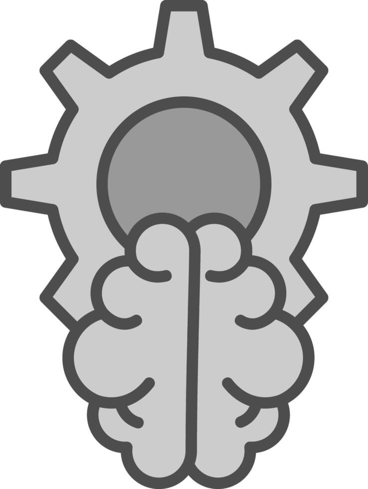 Brain Line Filled Greyscale Icon Design vector