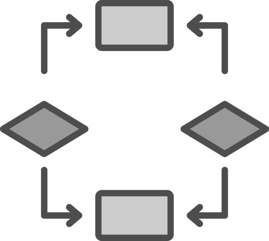 Algorithm Line Filled Greyscale Icon Design vector
