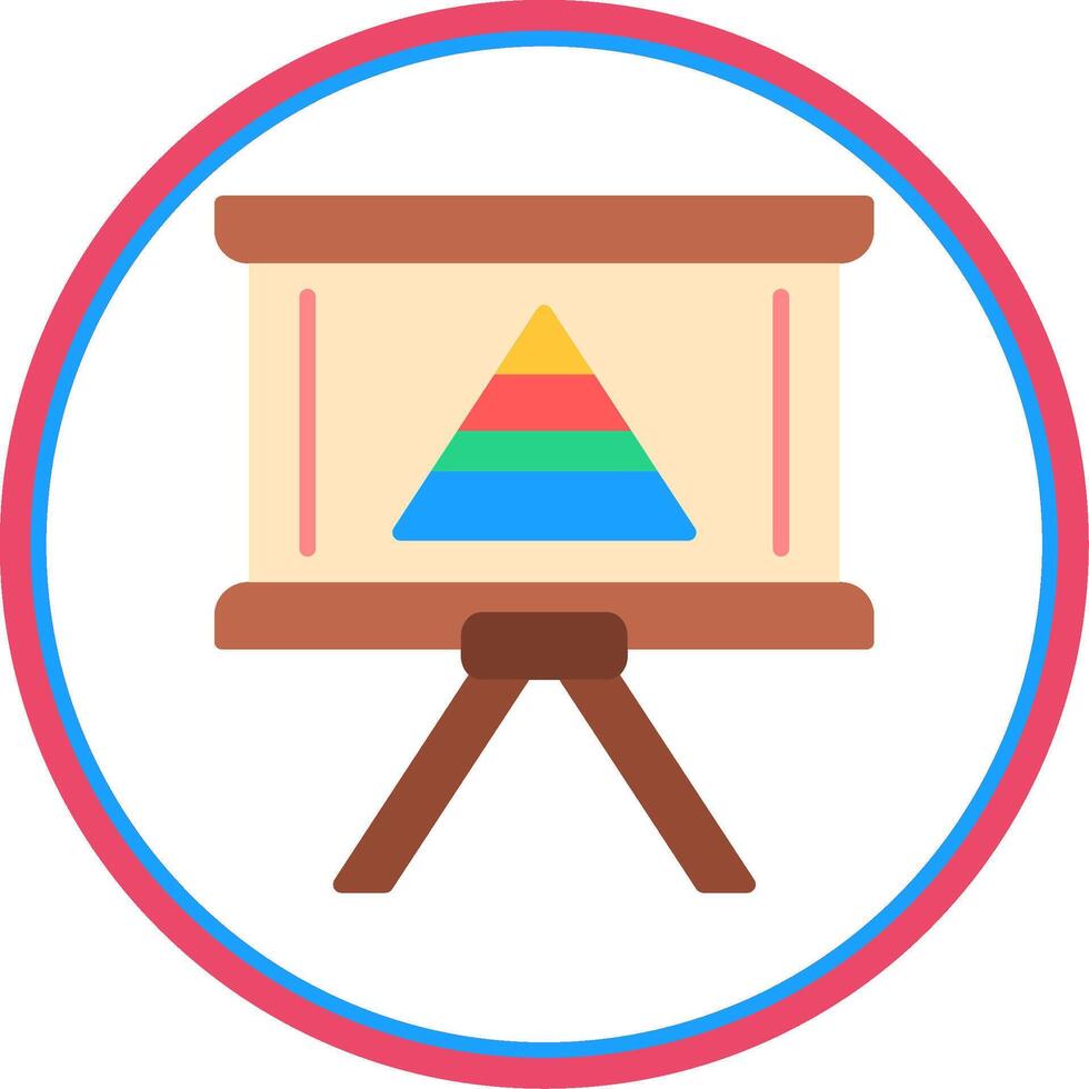 Pyramid Chart Flat Circle Icon vector