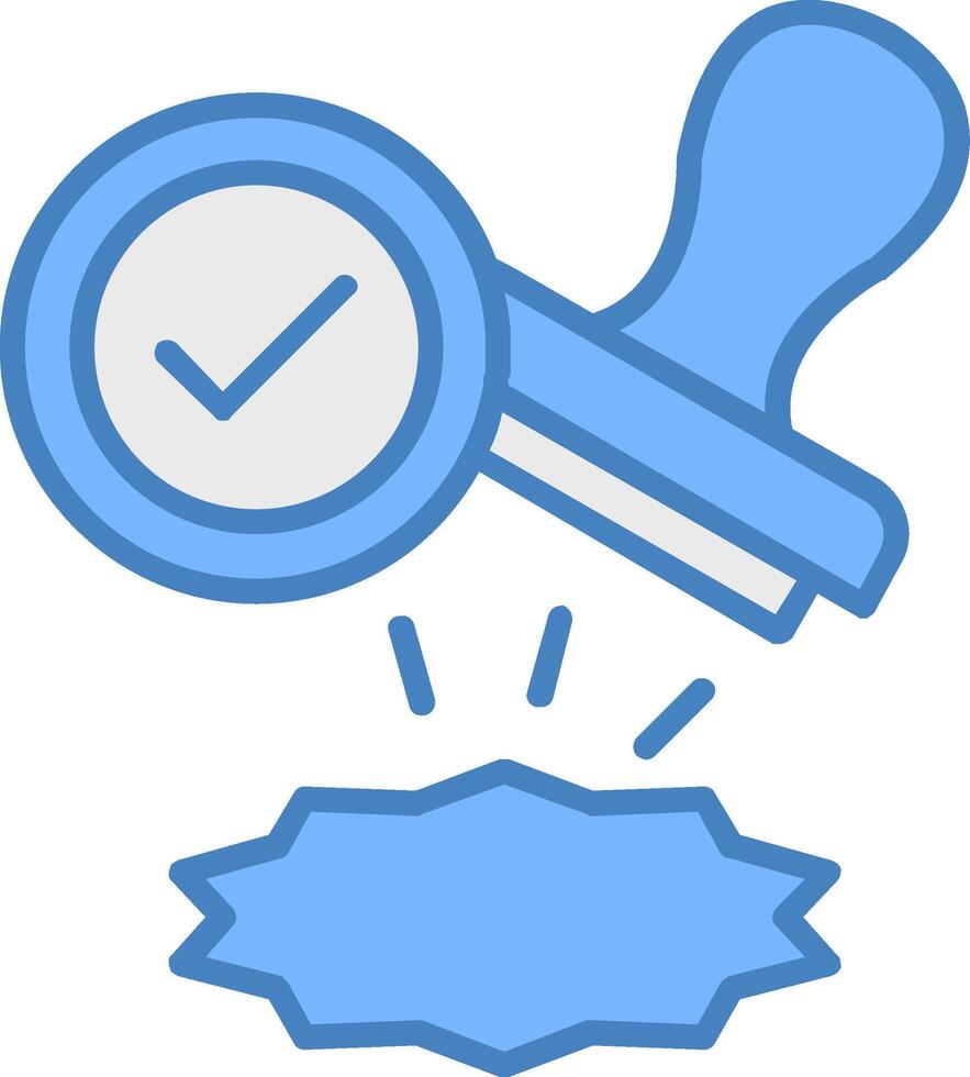 Stamp Line Filled Blue Icon vector