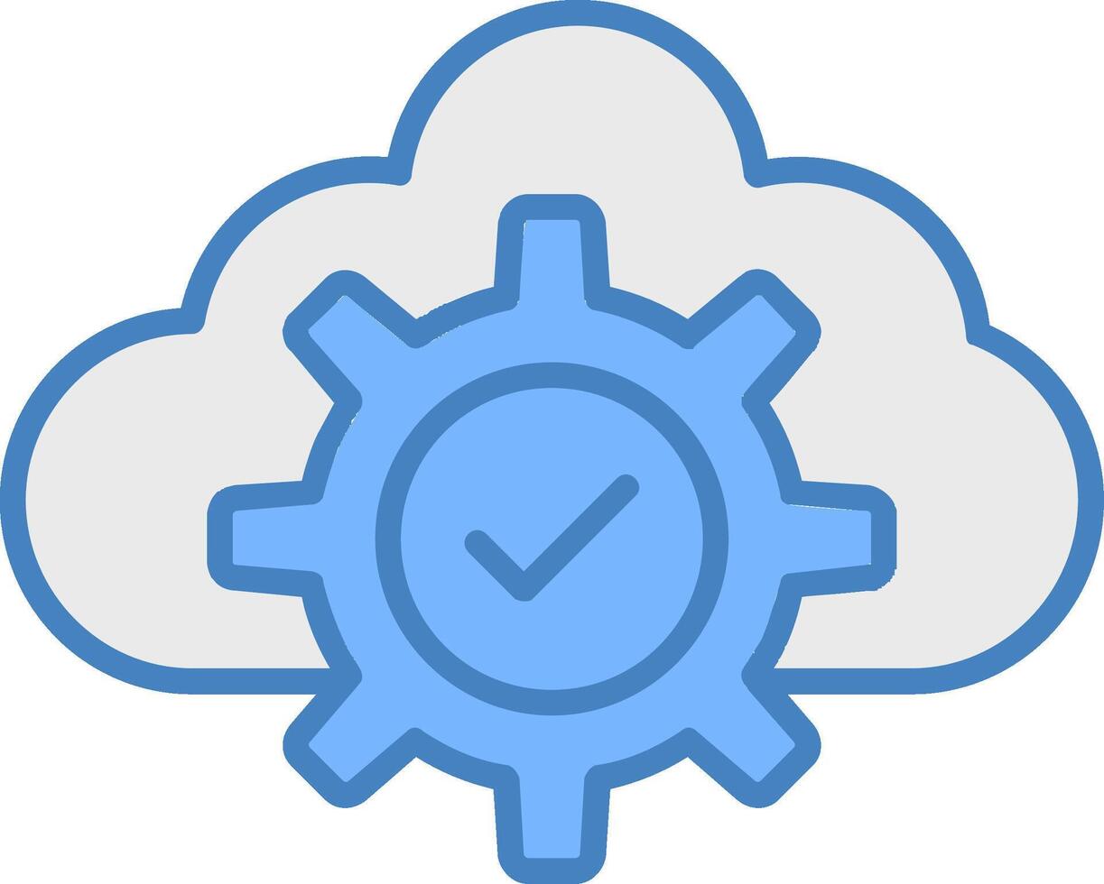 Cloud Line Filled Blue Icon vector