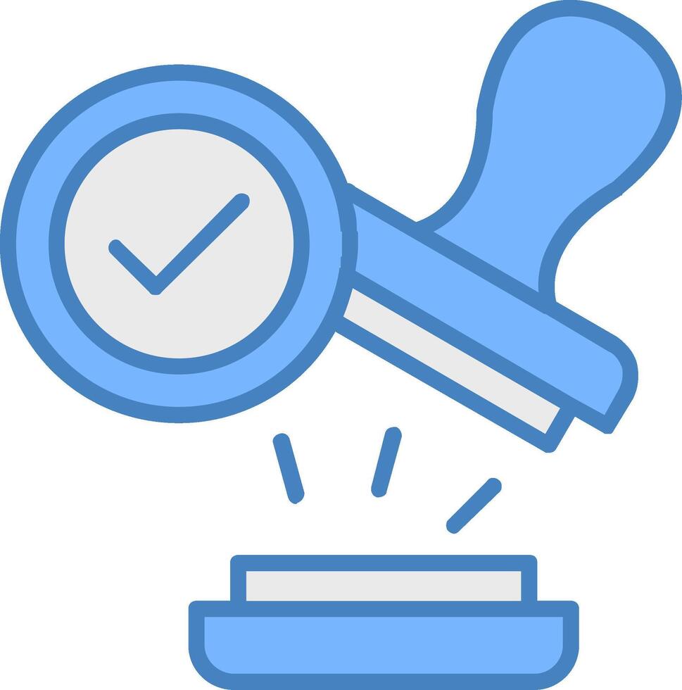 Stamp Line Filled Blue Icon vector