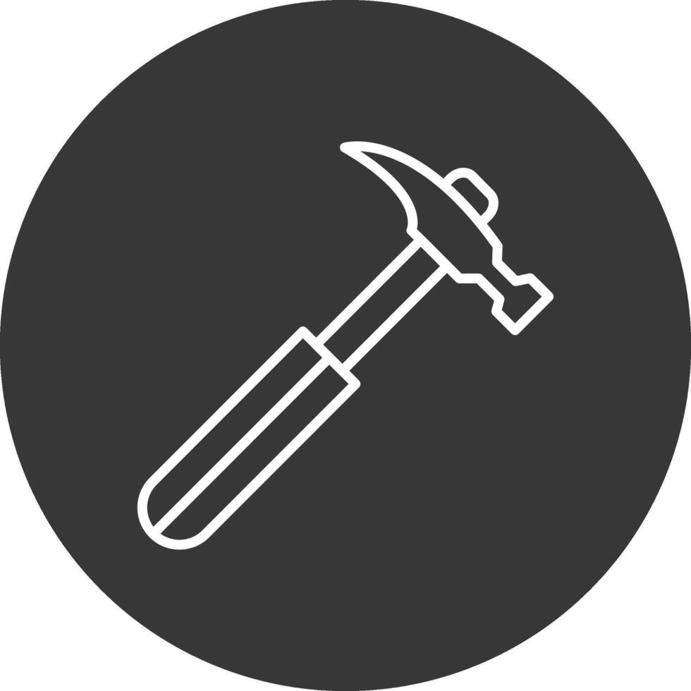 Hammer Line Inverted Icon Design vector