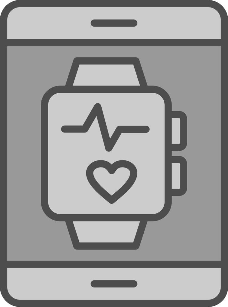 reloj inteligente línea lleno escala de grises icono diseño vector