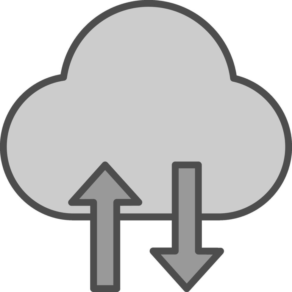 nube datos transferir línea lleno escala de grises icono diseño vector
