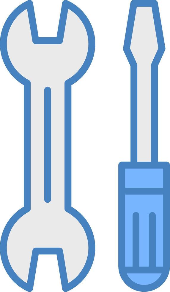 Wrench and Screw Driver Line Filled Blue Icon vector
