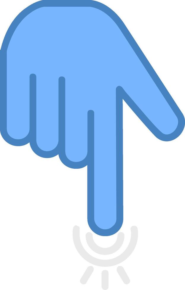 Pointing Down Line Filled Blue Icon vector