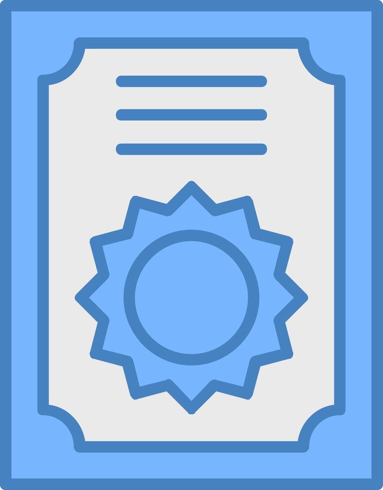 Certificate Line Filled Blue Icon vector
