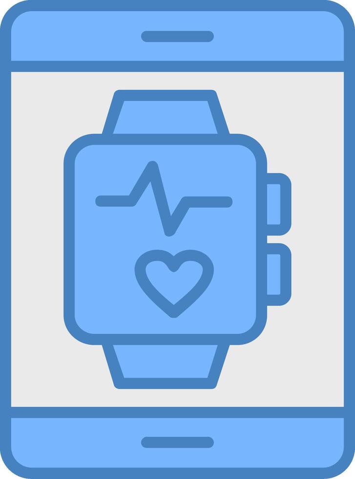 Smartwatch Line Filled Blue Icon vector