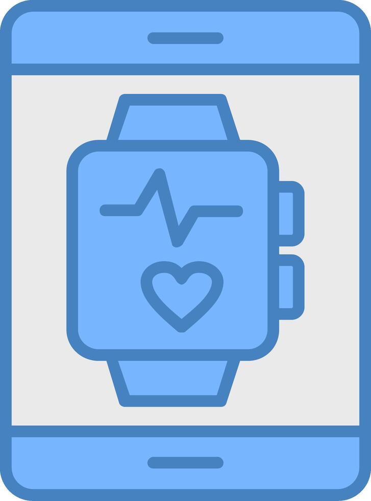 reloj inteligente línea lleno azul icono vector