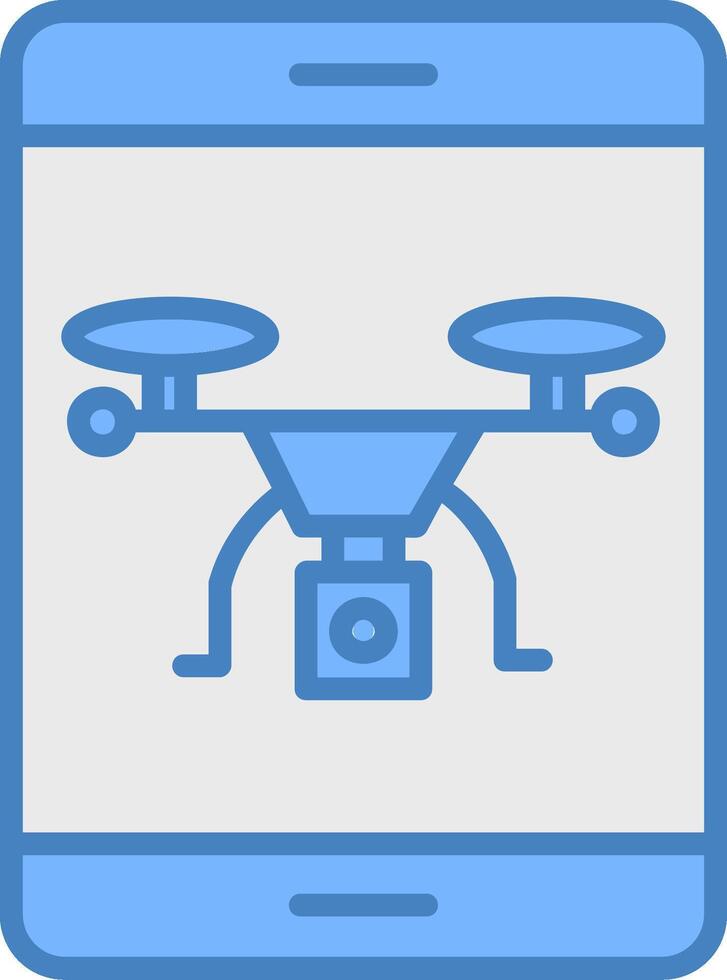 Drone Line Filled Blue Icon vector