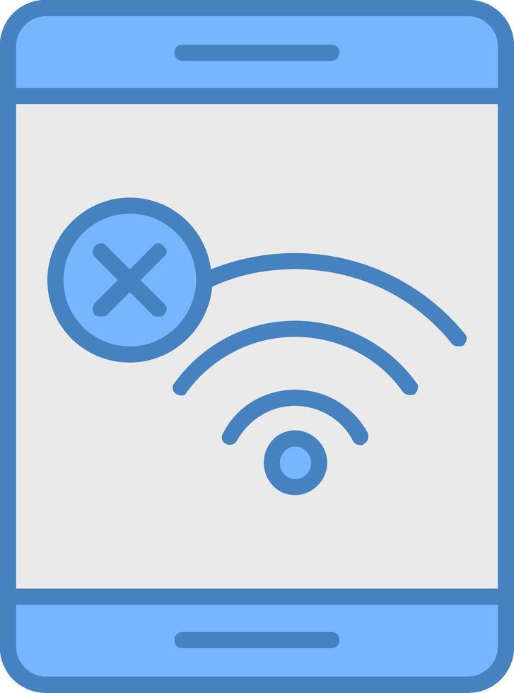 No Wifi línea lleno azul icono vector