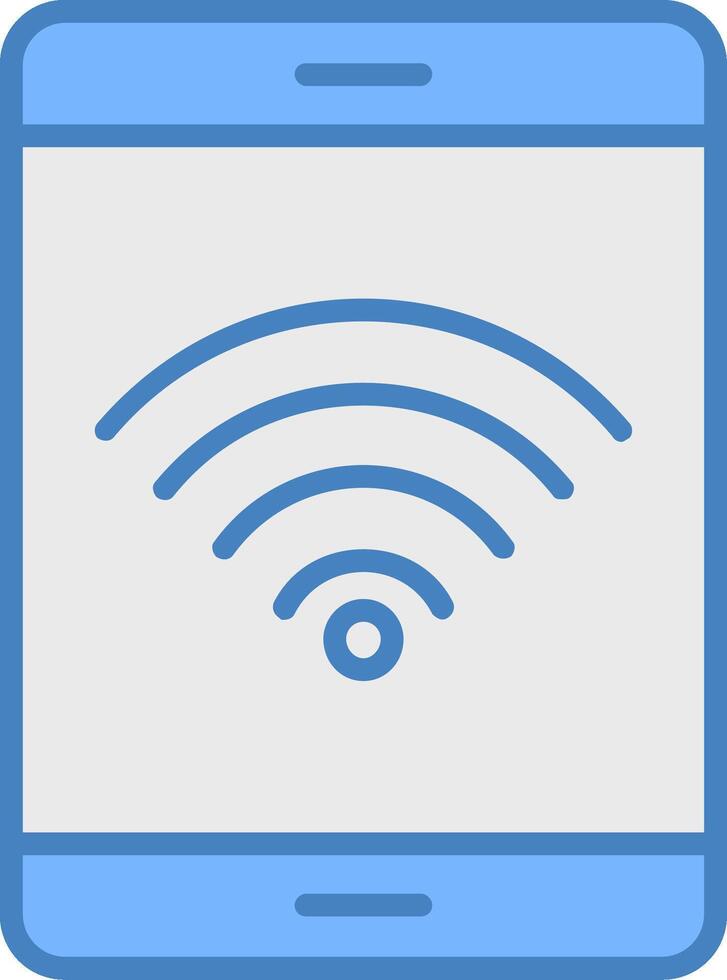 Wifi Signal Line Filled Blue Icon vector