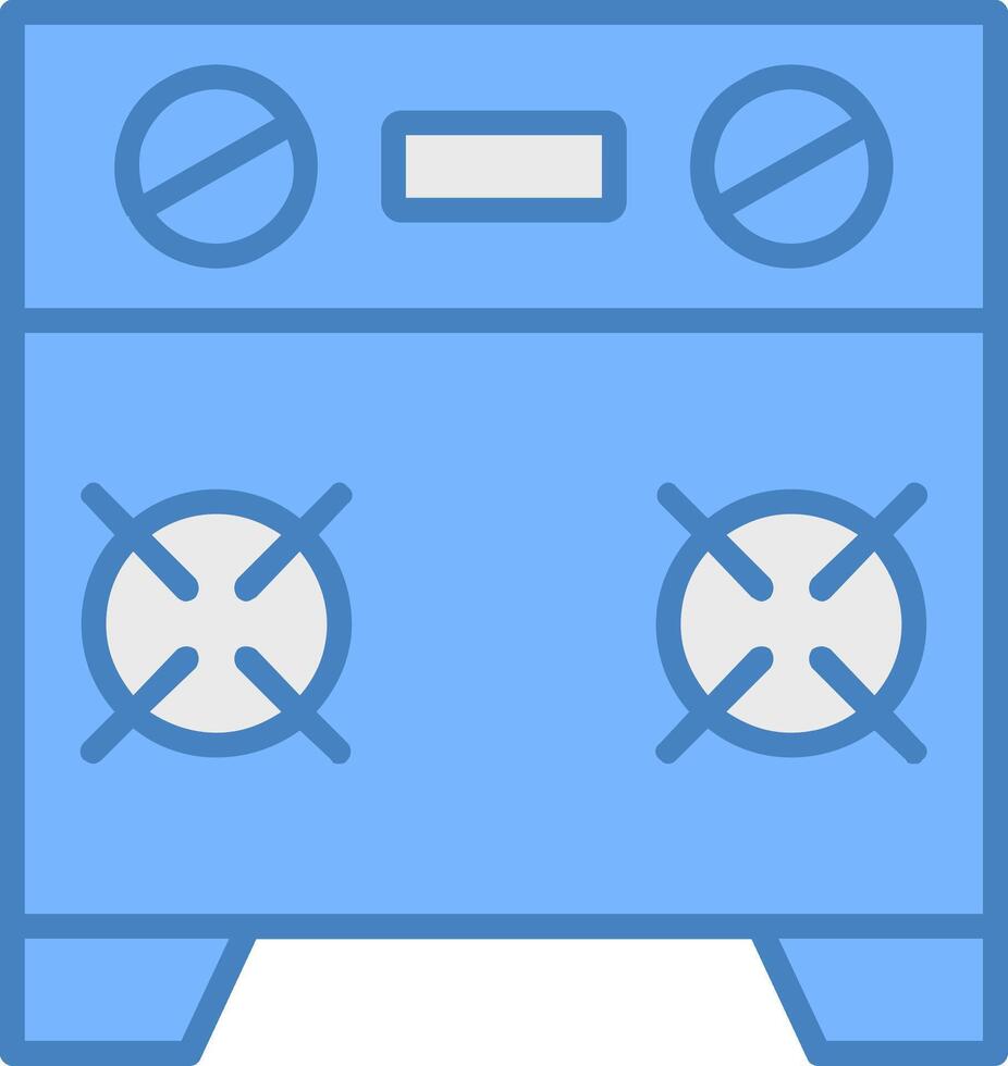 Stove Line Filled Blue Icon vector