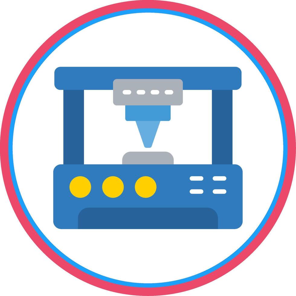 3d Printer Flat Circle Icon vector