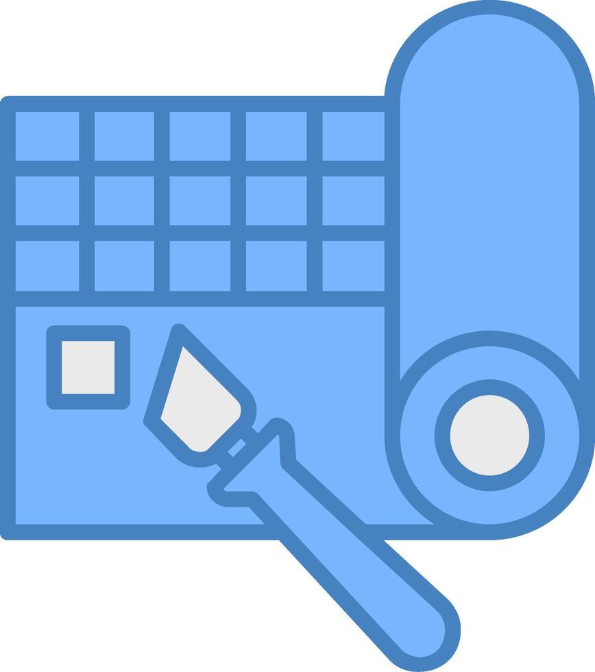 Cutting Mat Line Filled Blue Icon vector