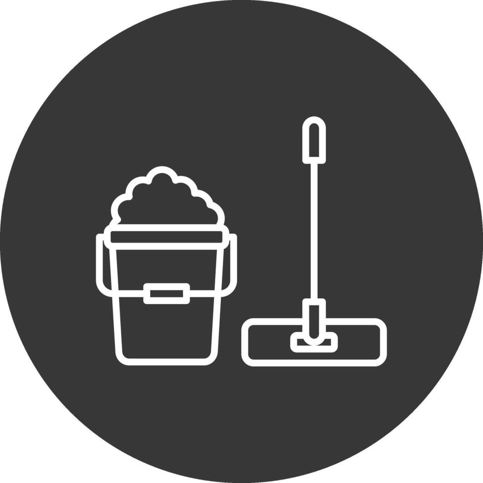 Mop Line Inverted Icon Design vector